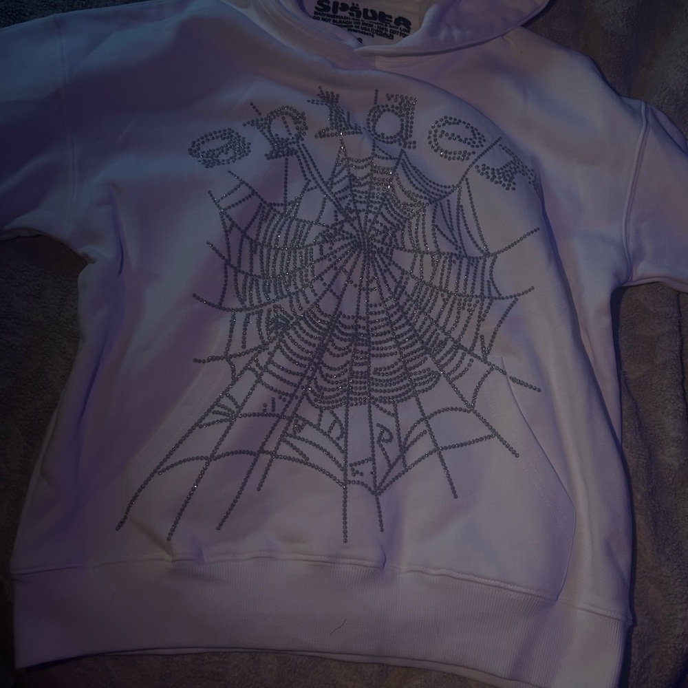 White rhinestone spider hoodie